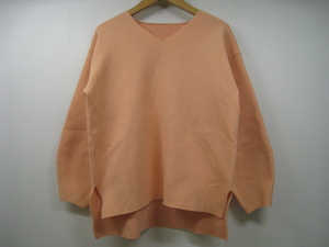 Techichi Te chichi knitted sweater V neck side slit orange size free 