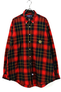 Used 90s Ralph Lauren Red×Black Check Cotton BD Shirt Size XL 古着