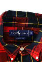 Used 90s Ralph Lauren Red×Black Check Cotton BD Shirt Size XL 古着_画像7