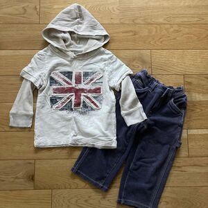 ギャップ　長袖Tシャツ パーカー　イギリス国旗　キッズ　パンツ　長ズボン　ワークパンツ　90 18-24 GAP