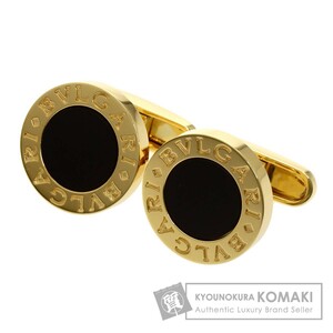 BVLGARI ブルガリ ブルガリブルガリ オニキス カフス K18イエローゴールド メンズ 中古