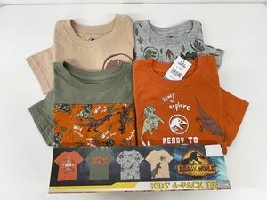 新品■恐竜 ダイナソー キッズ 半袖Tシャツ 4枚セット 4T / 4歳 可愛い Tシャツ イラスト 