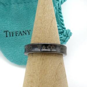 [ free shipping ] beautiful goods Tiffany&Co. Tiffany narrow titanium ring 7.5 number ring black Ti 1837 MH19