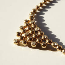 ★「Christian Dior」gold tone ball chain vintage necklace_画像3
