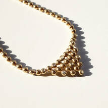 ★「Christian Dior」gold tone ball chain vintage necklace_画像7