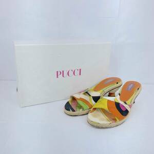 EMILIO PUCCI size36 23cm サンダル オレンジ 総柄 エミリオ プッチ