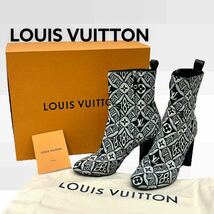 定価139,700円 箱保存袋付き LOUIS VUITTON ルイヴィトン Since1854 シルエット・ライン モノグラム ジャカード アンクルブーツ NL0290_画像1