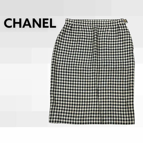 高級 CHANEL シャネル COCO ココボタン チェック柄 スカート