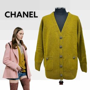  с биркой CHANEL Chanel 22AW P73835 LOOK7 Ran way "надеты" шерсть кашемир шелк здесь кнопка вязаный кардиган женский 