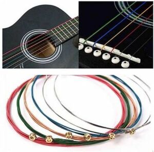 6 штук/набор акустической гитарной струны красочная гитара E-A Classic Guitar Multicolor AZ0197
