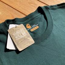 新品 carhartt カーハート Tシャツ ポケットTシャツ 半袖 メンズ Lサイズ グリーン original fit 刺繍 アメカジ タグ付き未使用品 T1813_画像4