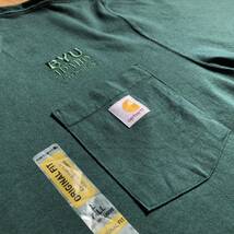 新品 carhartt カーハート Tシャツ ポケットTシャツ 半袖 メンズ Lサイズ グリーン original fit 刺繍 アメカジ タグ付き未使用品 T1813_画像5