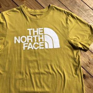 USA 古着 美品 THE NORTH FACE ザノースフェイス Tシャツ 半袖 メンズ Sサイズ イエロー 前面プリント アウトドア アメカジ T1816