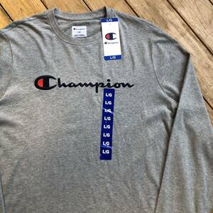 新品 Champion チャンピオン 長袖Tシャツ メンズ Lサイズ ロンT カジュアル ブランドロゴ グレー タグ付き未使用品 アメリカ仕入 T1927