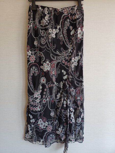 美品 【センソユニコ】 花柄 ふんわりシフォン ロングスカート