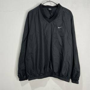 送料無料☆NIKE☆ナイキゴルフ☆プルオーバーナイロンジャケット☆ピステ☆スウォッシュロゴ☆Vネック☆ブラック☆M☆D23