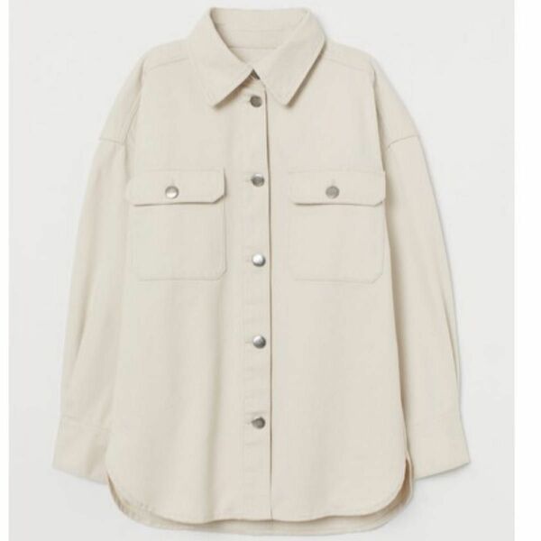 H&M デニムシャツジャケット ホワイト オーバーサイズ