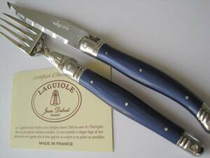  France made lagi all navy blue color Laguiole knife & Fork new goods lagiyo-ruJeanDubost.. color deep blue color FRANCE product 100%laiyo-ru bee. Mark semi?