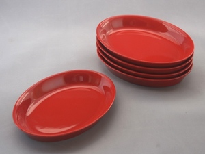 情熱の赤い器　１６ｃｍオーバルトレイ　楕円皿　５枚セット