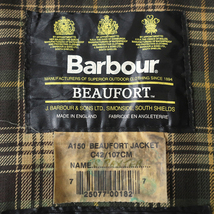 98年 イングランド製 Barbour A150 BEAUFORT オイルドジャケット　オリーブ C42　ビューフォート_画像8