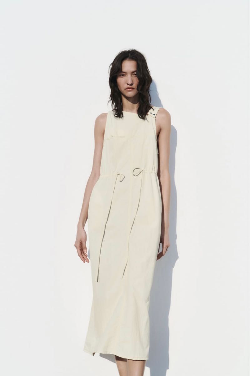ZARAザラ 新品 アシンメトリー ナイロンワンピース M|PayPayフリマ