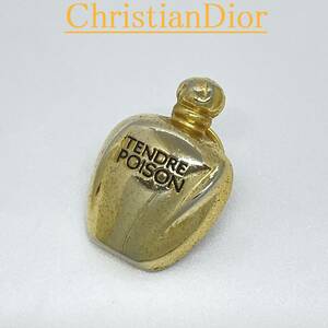 【良品】ChristianDior クリスチャンディオール ピアス 香水瓶 パヒューム ブローチ 金