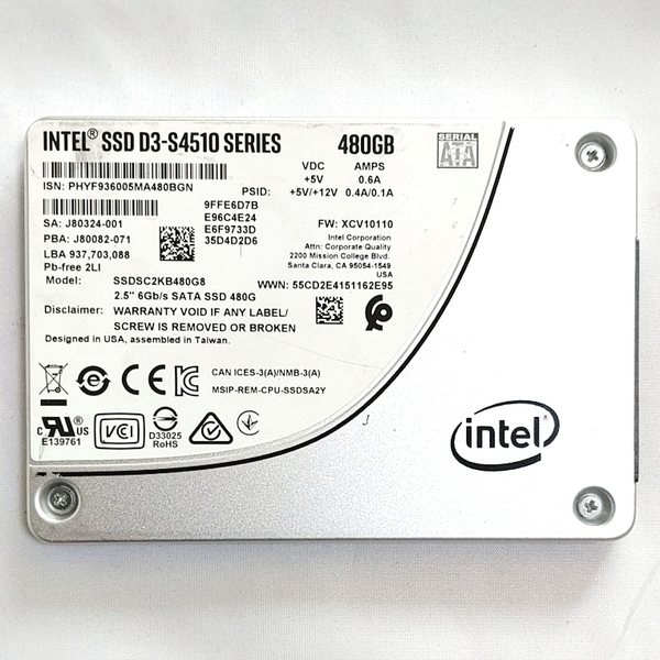 【良品】【2個セット】Intel SSD D3-S4510 SERIES 480GB