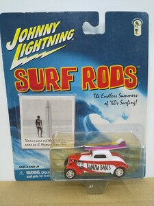 ■ JOHNNY LIGHTNIGジョニーライトニング SURF RODS 1/64 Banzai Boys ルーフにサーフボード搭載ミニカー