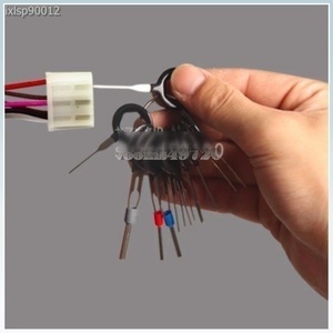車 ワイヤー 端子 除去 取り外し ツール 電気 配線 圧着 コネクター ピン 抽出 キット 工具 11個