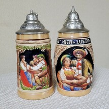  ドイツ ビール 陶器 蓋付きジョッキ 2個セット_画像1