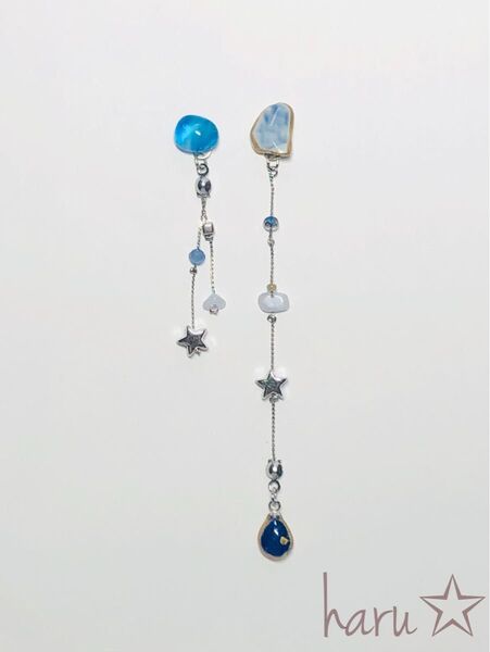 琉球ガラス・シー陶器・天然石 ピアス