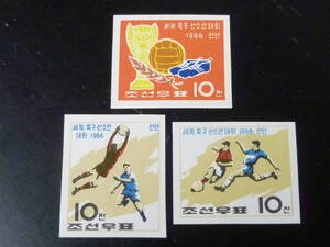 23　P　無目打№31　北朝鮮切手　1966年　SC#706-708　サッカー　3種完　未使用NH・VF