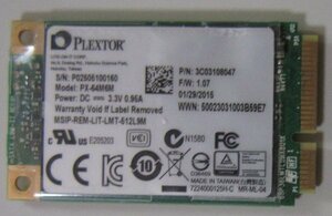 3405 mSATA SSD 64GB PLEXTOR PX-64M6M 正常 使用672時間