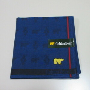 メンズハンカチ【Golden Bear】ゴールデンベアー 織柄/ブルー