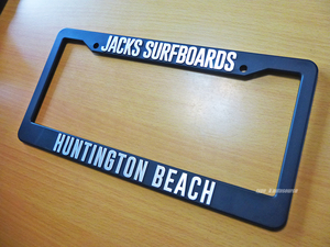 Jack’s Surf Boardsナンバーフレーム ライセンスフレーム-HB USDM北米JDM Huntington Beachハンティントンビーチ ROXY HURLEY QUICKSILVER