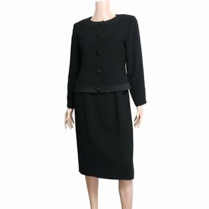 美品/昭和ドレス SHOWA DRESS ブラックフォーマルワンピーススーツ 表記 40号 11号 相当 黒 ブラック 冠婚葬祭 喪服 春秋 レディース