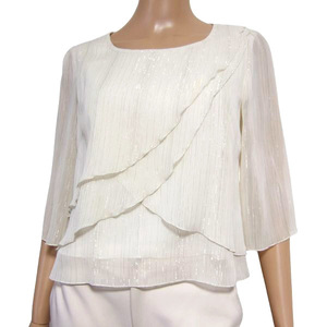 прекрасный товар / Tokyo sowa-ruApplo berry формальный блуза большой размер надпись 13 номер LL соответствует б/у одежда белый белый женский весна лето tops ламе 