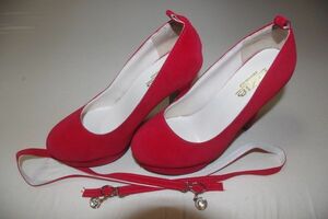 *Yimeilu pumps 38 size red unused goods 157-03
