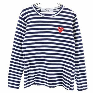 プレイコムデギャルソン 2009年 日本製 ボーダー 長袖 Tシャツ S 白×紺 PLAY COMME des GARCONS ロンT レディース 230405 メール便可