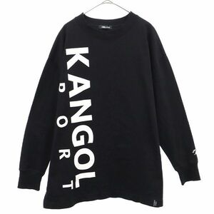 カンゴールスポーツ プリント 長袖 Tシャツ L ブラック系 KANGOL SPORT クルーネック レディース 230410