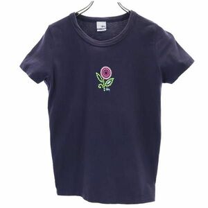 ステューシー 90s オールド USA製 半袖 Tシャツ M ネイビー STUSSY レディース 230422 メール便可