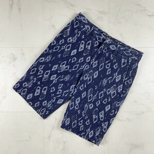  beautiful goods PT TORINO BERMUDAba Mu da small size total pattern print shorts bottoms men's navy blue navy series size 42*AC689