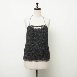 美品 3.1 Phillip Lim フィリップ リム キャミソールブラウス トップス シフォン 総柄 ビーズ刺繍 レディース 黒 ブラック サイズ2*BC1047