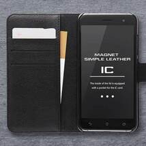 ASUS ZenFone 3 手帳型ケース ダークネイビー カバー シンプル マグネット カードポケット スタンド おしゃれ イングレム RT-RAZ3ELC1-DN_画像3