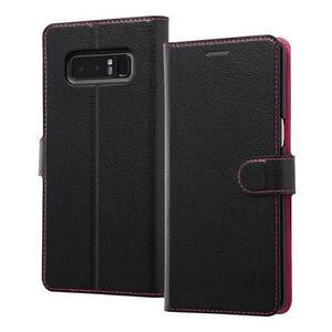 Galaxy Note8 手帳型ケース ブラックピンク カバー シンプル マグネット カードポケット スタンド おしゃれ イングレム RT-GN8ELC1-BP