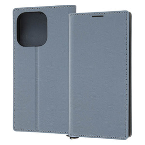 iPhone 14Pro 手帳型 スマホ ケース カバー Durable ブルー ライトグレー 耐衝撃 カード ポケット スタンド