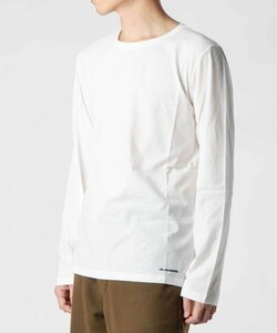 ジルサンダープラス JIL SANDER+ J47GC0013 J45031 長袖Tシャツ ロゴ Uネック ロンT メンズ ホワイト 白 【Mサイズ】