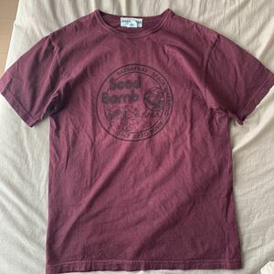 【SASSAFRAS】ササフラス 後染め半袖Tシャツ S コットン エンジ色 NASAパロディー 日本製 キャンプ 園芸 プランツ好き