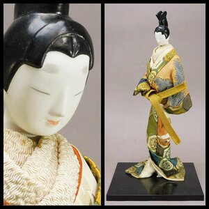 松本波 京人形師 壽 着物美人 時代布裂使用 創作衣装人形 共箱 日本工芸展 長期保管品n23041601