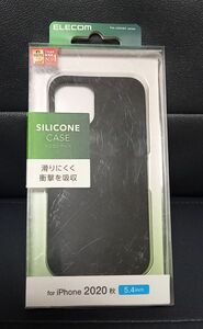 iPhone 12 mini ケース Qi充電対応 シリコン ブラック PM-A20ASCBK